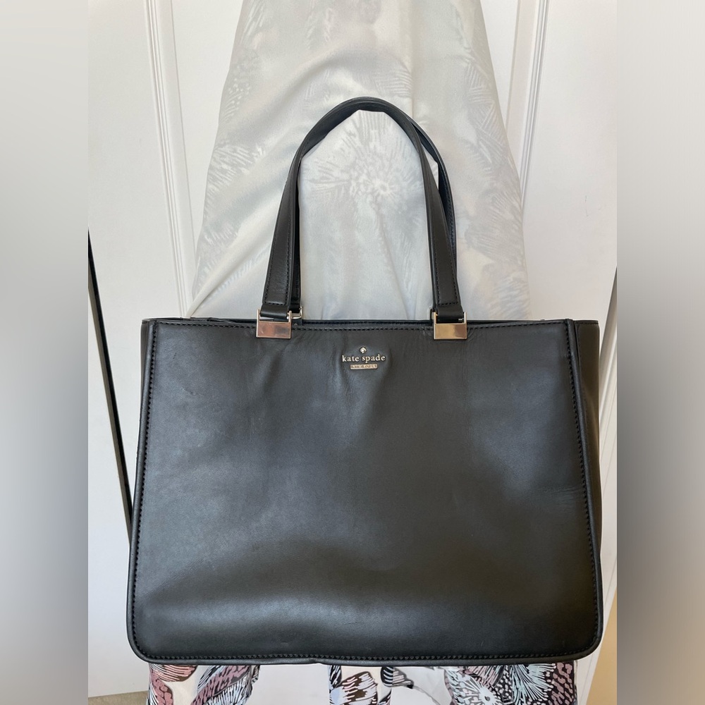 Kate Spade Smooth Cowhide Black Leather Satchel Bag One Size